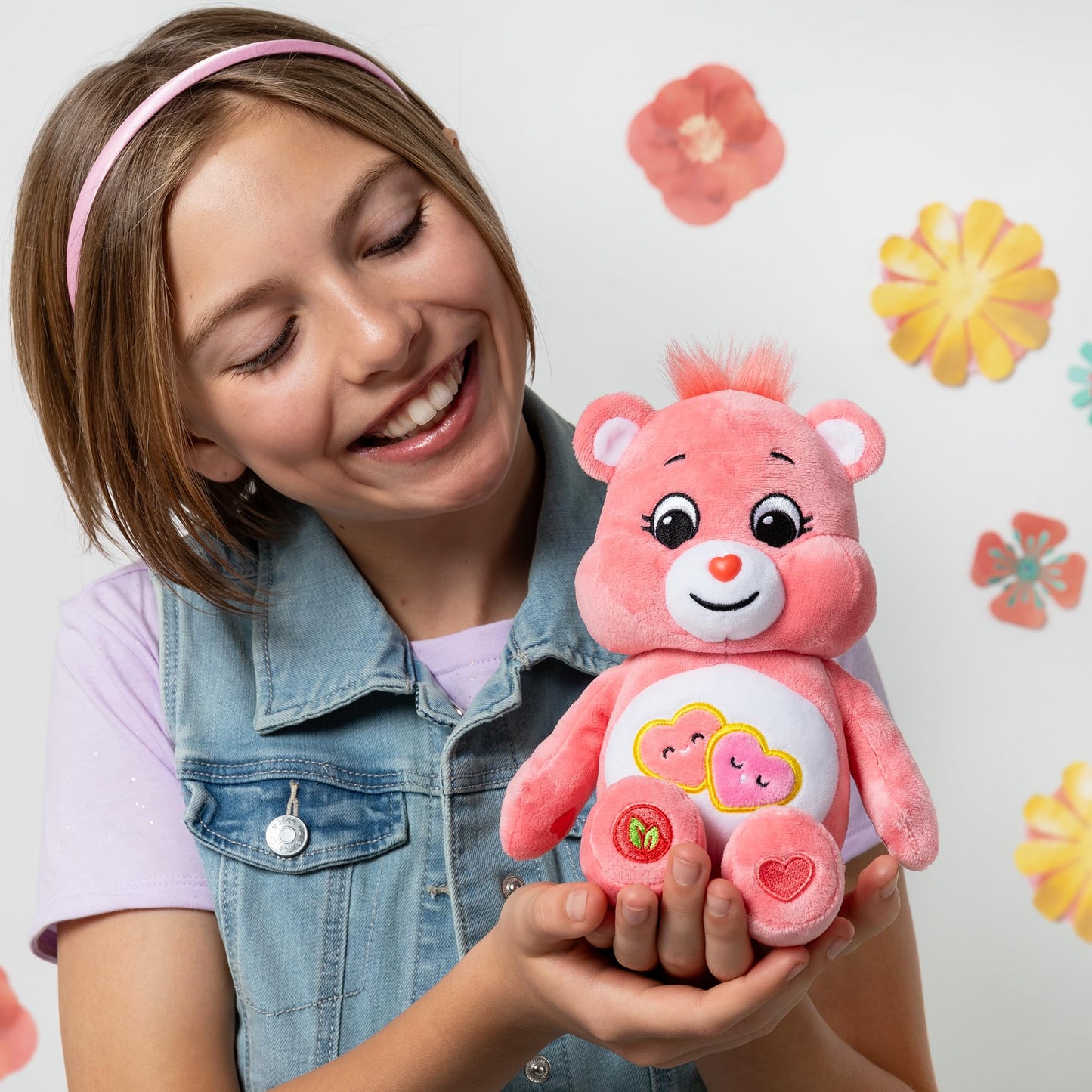 Basic Fun Care Bears 9" Love-A-Lot Bear Plush Toy, Multi Color, Soft Cuddly Stuffed Animal for Kids Aged 4+