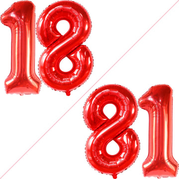 Katchon, Huge Red 18 Balloons Numbers - 40 Inch | Balloons 18 Year Birthday | 18Th Birthday Decorations For Boys | Red 18Th Birthday Balloons | 18 Balloon Numbers, 18Th Birthday Decorations For Girls