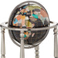 Unique Art 36-Inch By 13-Inch Floor Standing Black Onyx Ocean Gemstone World Globe With Silver 4-Leg Stand