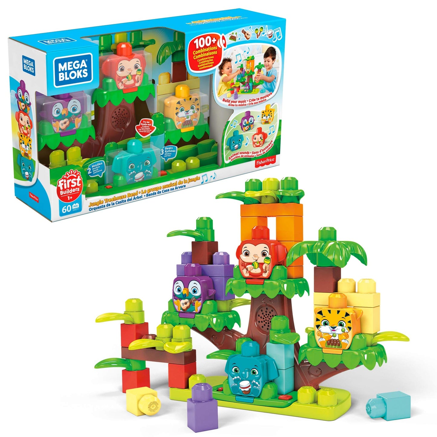 Mega Bloks Jungle Treehouse Band - Multi Color Toy Building Blocks - Model GGG11 - Plastic Construction