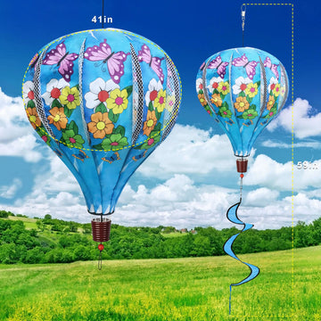 Giant Rainbow Butterfly Hot Air Balloon Garden Wind Spinners Large Pinwheels Lawn Yard Catchers Ornaments Windmills Outdoor Hang