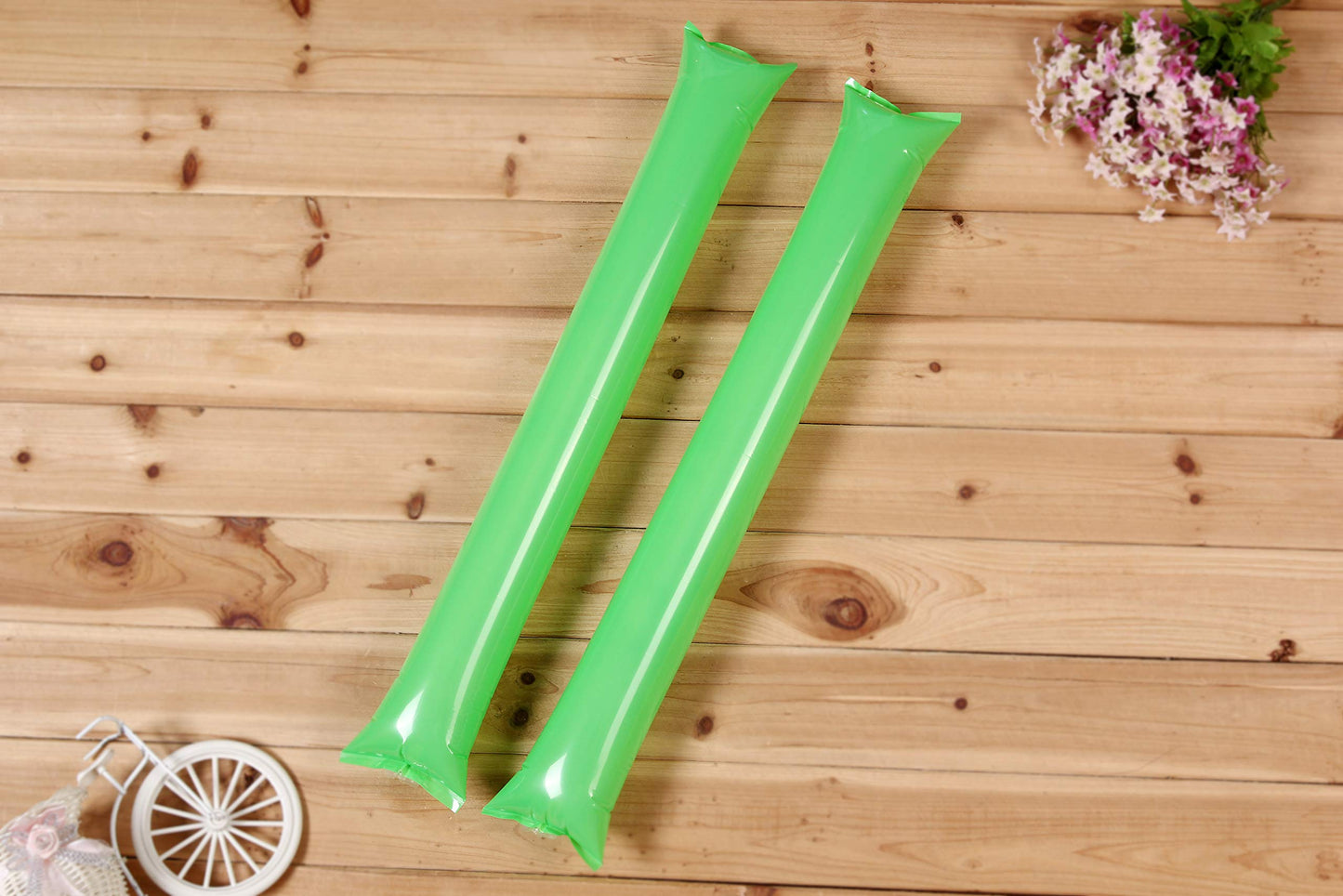 Hooshing 40Pcs Green Bam Bam Thunder Sticks Cheerleading Plastic Clap Hands Outfit Inflatable Noisemakers For Cheering Basketbal