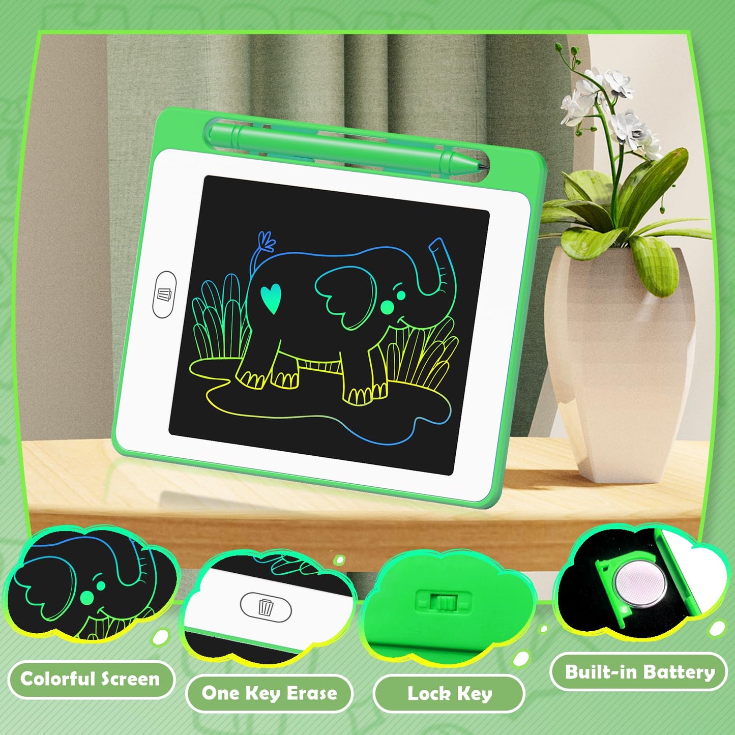 8 Pack LCD Writing Tablet for Kids, 6.5 Inch Colorful Doodle Board Drawing Tablet, Erasable Reusable Electronic Drawing Pads, Ed