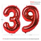 40 In Red Number Balloons Helium Foil Mylar Balloon Birthday Party Banquet Decoration Digital 39