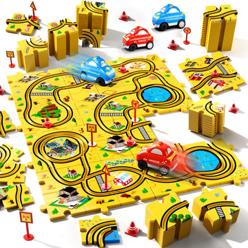 Beby Buty 48 Pcs Puzzle Racer Car Track Set Toys For Kids Boys, Christmas Toys Gifts For 3 4 5 Year Old Boys, Puzzle Racer Kids