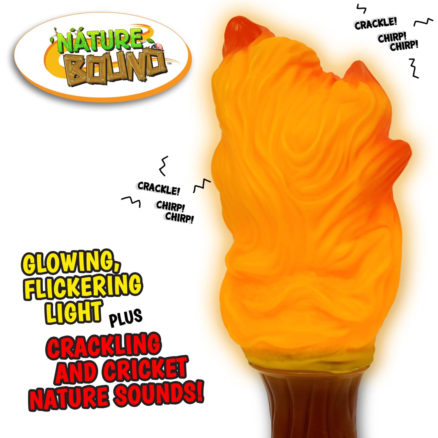 Nature Bound Explorer Torch Campfire Light: Glowing & Flickering Light With Nature Sound Effects - Indoor & Outdoor Play, Camping Adventures, And Pretend Campfires