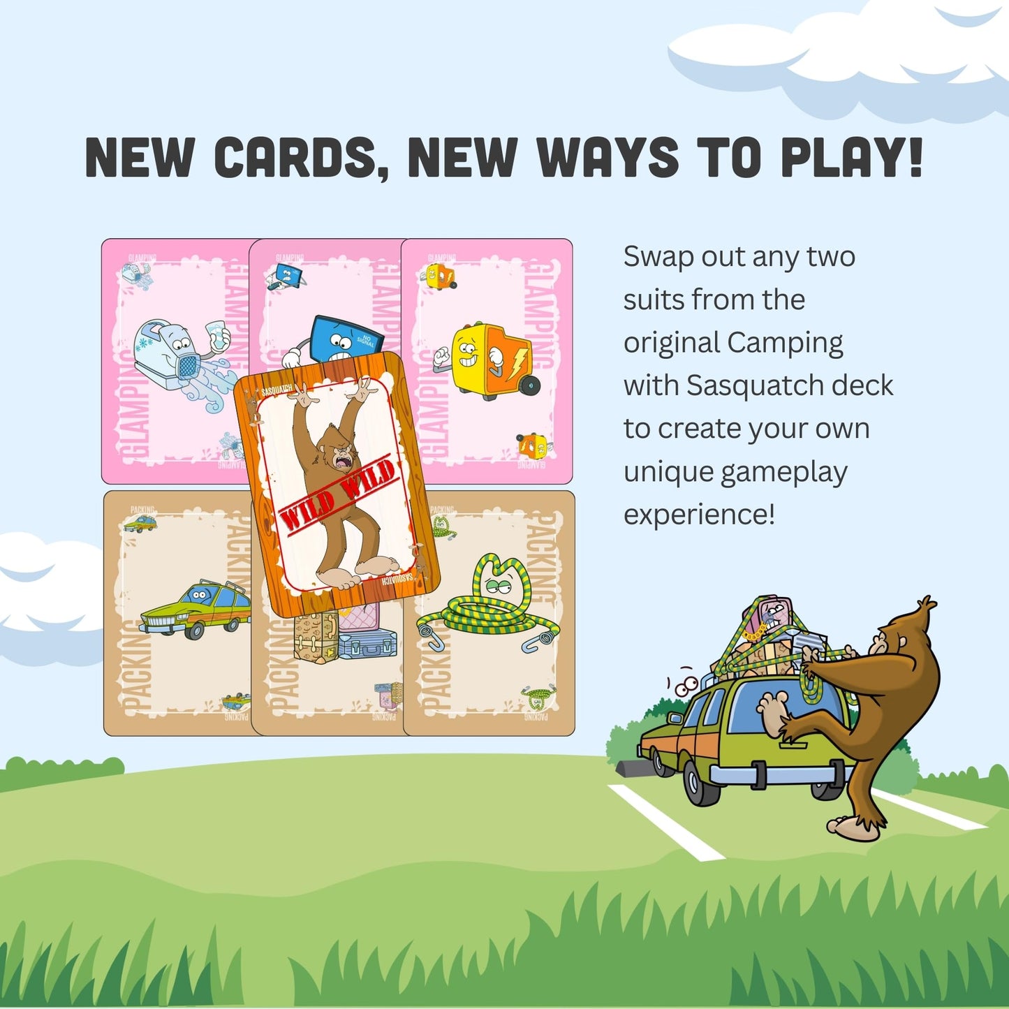 Camping With Sasquatch By Big Discoveries - A Family Card Game With A Roar! | Fun Rummy Meets Slapjack Card Games For Kids, Teen
