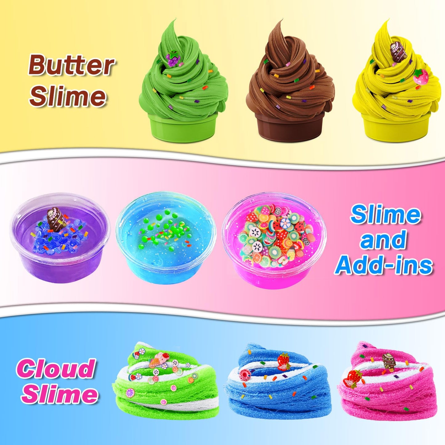 Yopinsand Ice Cream Diy Slime Kit, Slime Making Kit For Girls, Butter Slime, Foam Slime, Cloud Slime With Add-Ins, Foam Balls, C