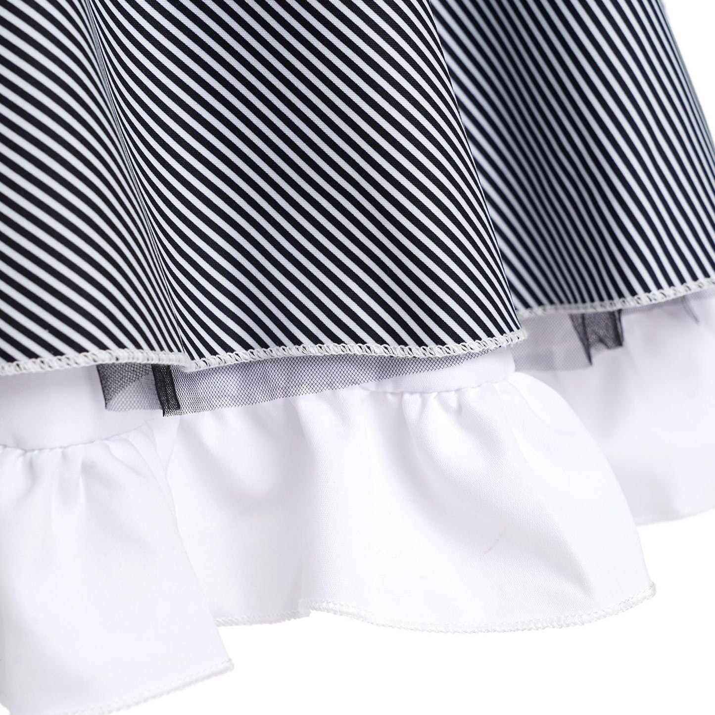 Kids Girls Halloween Costume Black and White Green Striped Stripes Block Ruffle Lace Tulle Dress Up Outfit Toddler Cosplay Fancy