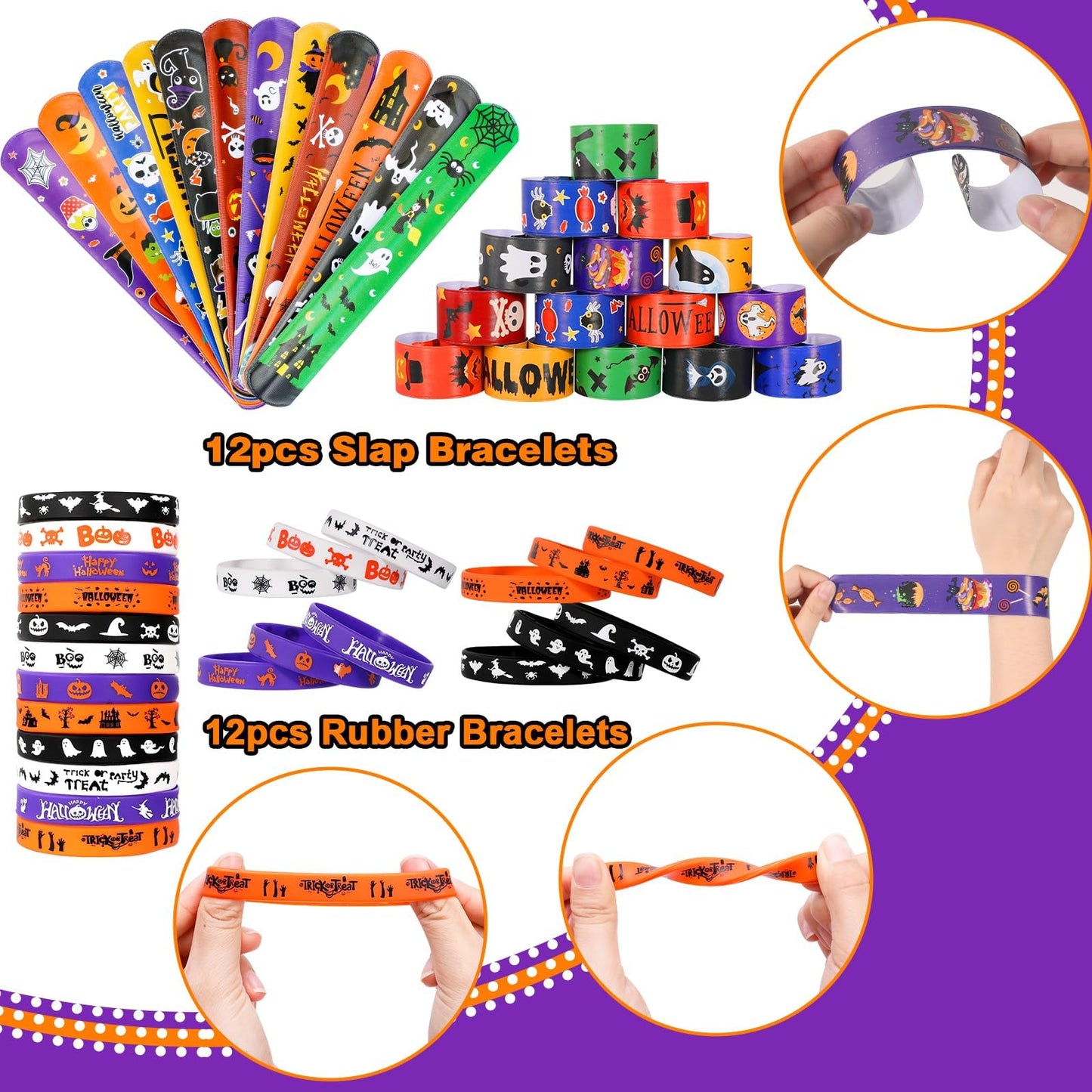 Halloween Party Favors for Kids Toys 264pcs Halloween Prizes Bulk for Kids, Goody Bag Fillers including Stamper Tattoos Slap Bra