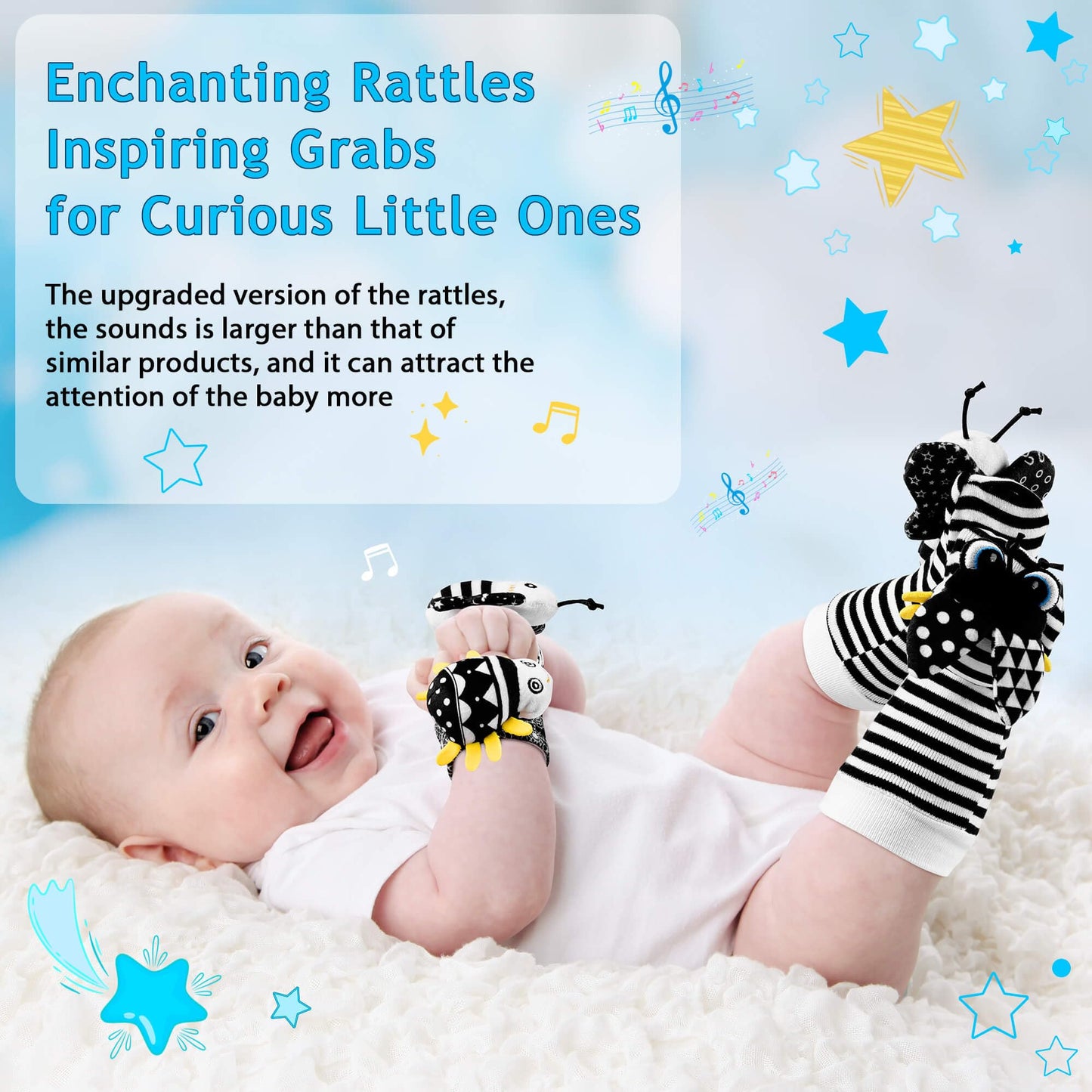 Baby Toys 0-6 Months - High Contrast Baby Toys For Newborn Toys 0-3 Months Brain Development Infant Toys Baby Rattles 6-12 Month