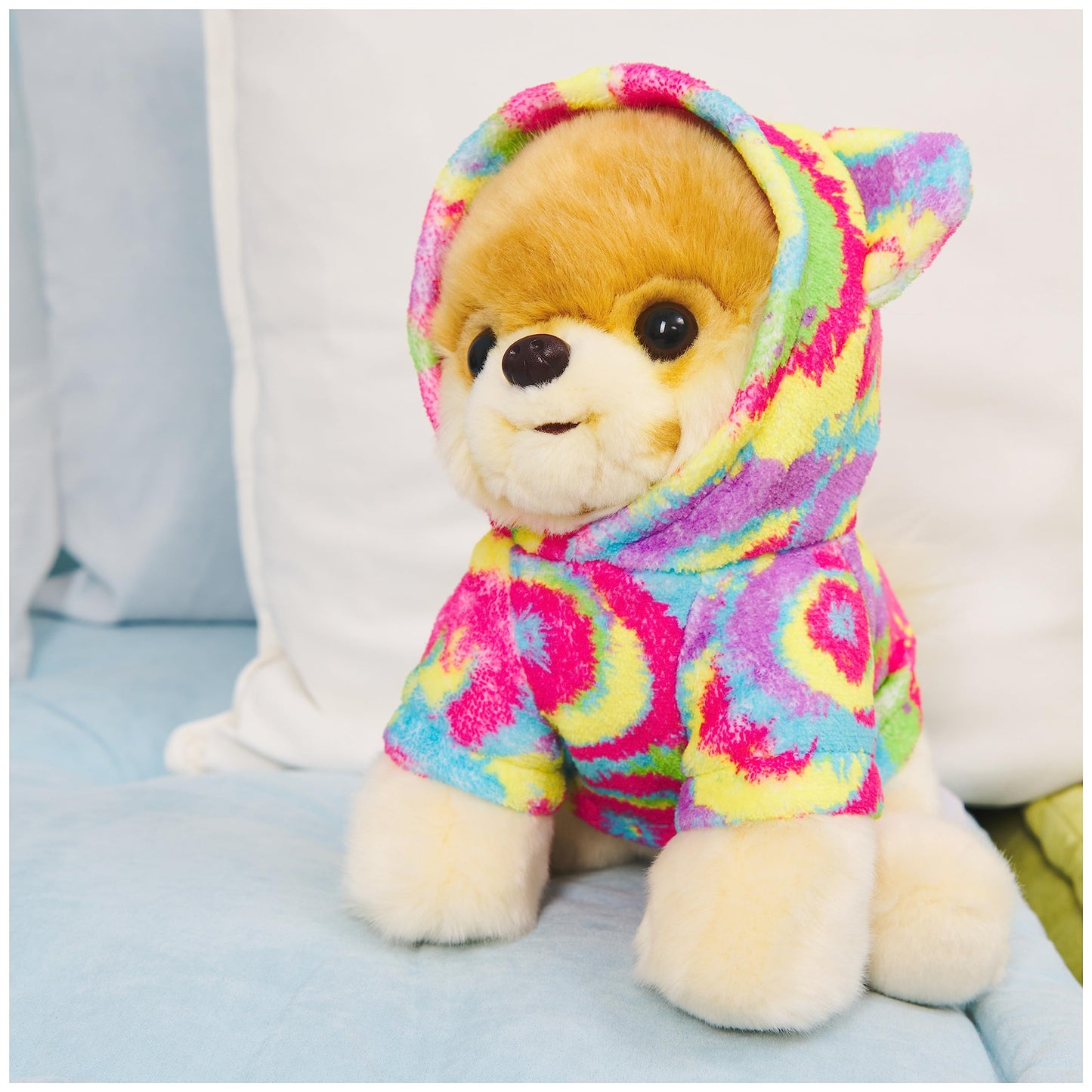 GUND Boo Plush Pomeranian Dog with Rainbow Hoodie, 9” Stuffed Animal for Ages 1 and Up, Adorable Gift, Soft Toy