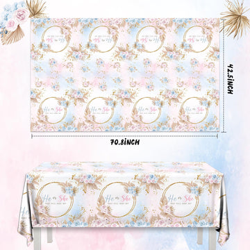 3 Pack Gender Reveal Tablecloth,Baby Shower Party Decorations Pink And Blue Gender Reveal Table Cover What Will Baby Be Table De