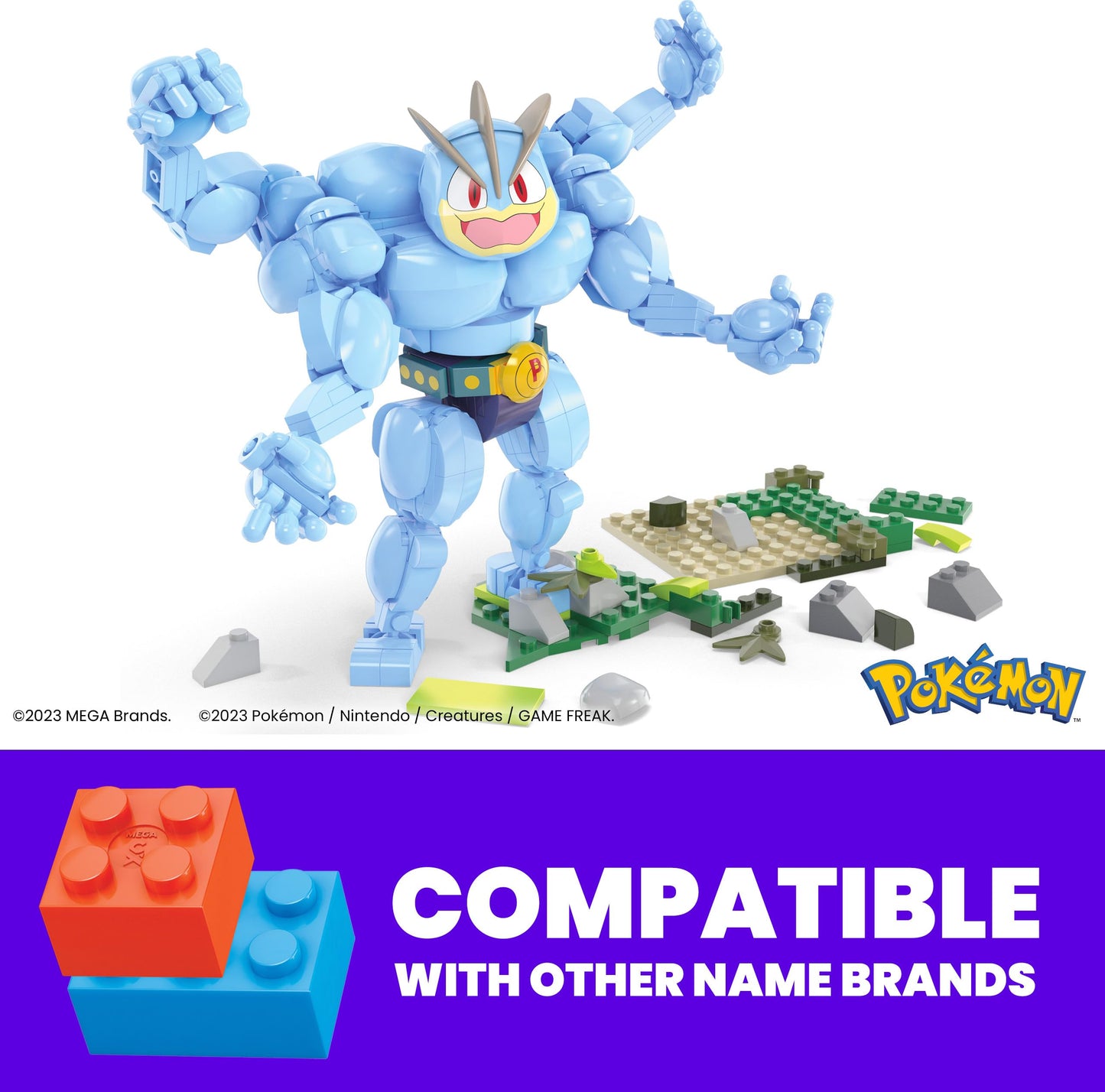 Mega Pokémon Building Toys Set Machamp With 401 Pieces, Articulated And Poseable With Motion, 6+ Inches Tall, For Kids