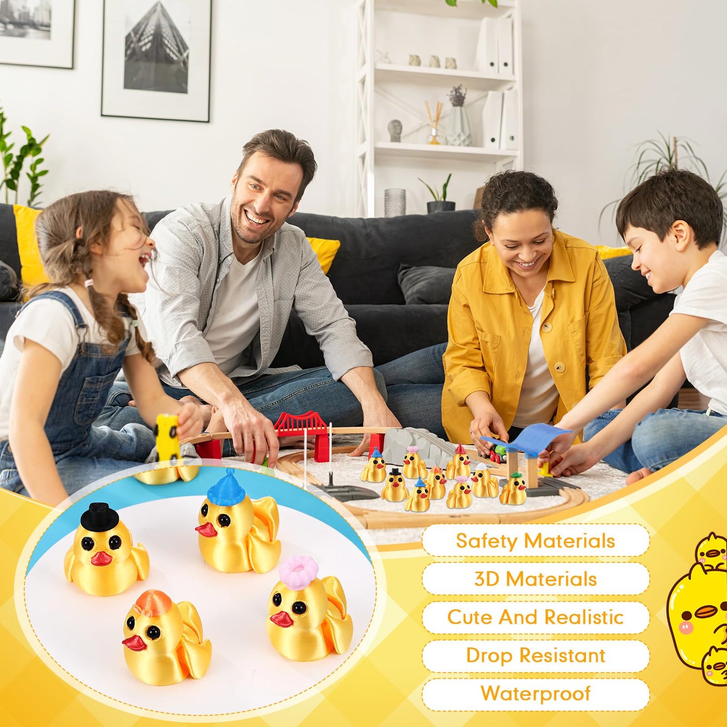 Honoson 12 Pcs 3D Printed Fidget Toy 3D Printed Duck Small Animal Toy Flexible Cute Articulating Pet Stress Relief Fidget Toys f