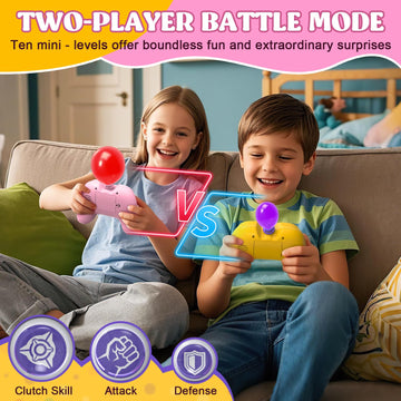 fygurso Handheld Speed Pushing Game Machine with Balloons 2-Player Fidget Game Light Up Quick Push Games Fast Push Puzzle Games