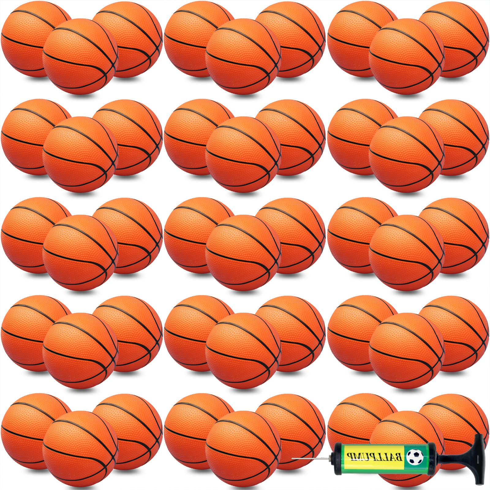 40Pcs 5'' Inch Mini Basketball Balls Bulk Small Basketball Set With Pump, Pvc Small Basketball For Over The Door Basketball Hoop