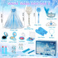 Ayrvocy Elsa Princess Dress Up Set With Frozen Toys For Girls - Includes Snowflake Wand, Real Makeup Kit, Elsa Cape, Wig, Mask,