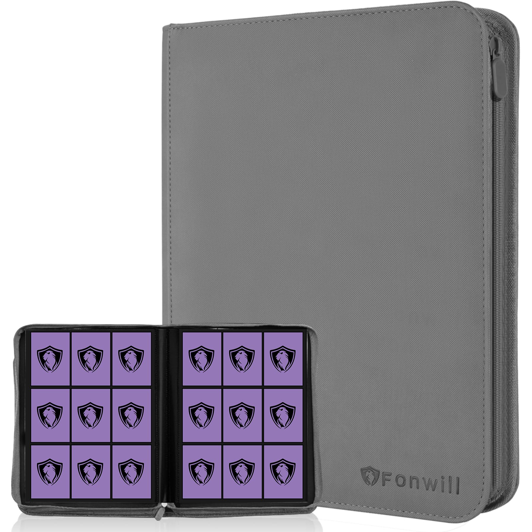 Trading Card Binder 360 Pockets Trading Card Holder Book  enhanced PU Cover Zip Folder Binder  Side Loading Carrying Case Binder Album for TCG  MTG Sports Cards  Game Cards (Gray)