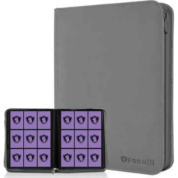 Trading Card Binder 360 Pockets Trading Card Holder Book  enhanced PU Cover Zip Folder Binder  Side Loading Carrying Case Binder Album for TCG  MTG Sports Cards  Game Cards (Gray)