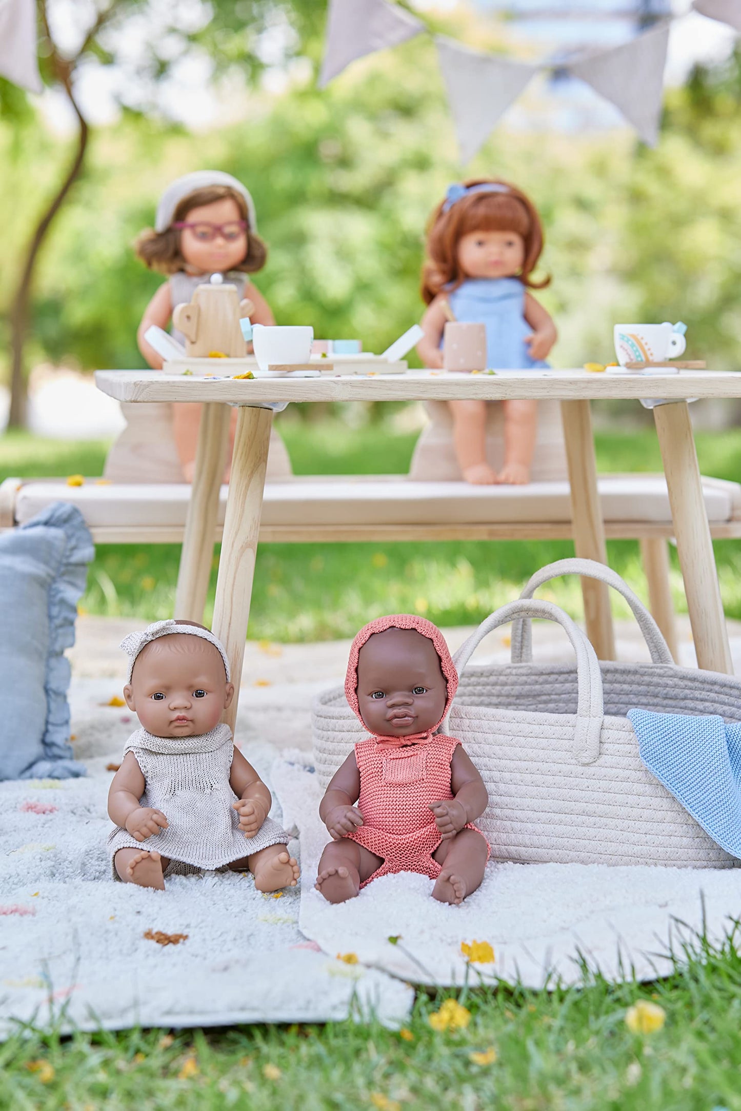 Miniland Clothes for Dolls 12 5/8'' Knitted Outfit Dress & Headband - ECO, Made in Spain, Quality, Role Play, Educational