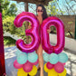 30 Balloon Number, Hot Pink Number 30Th Birthday Balloons 40 Inch, 30 Years Old Hot Pink Birthday Decorations For Men Women, 30T