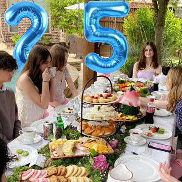 Toniful 40 Inch Blue Large Numbers Balloon Birthday Party Decorations, Foil Mylar Big Number Balloon Digital 25 For 25Th Birthda