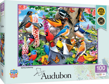 Masterpieces 100 Piece Jigsaw Puzzle For Kids - Audubon Spring Gathering-14''X19''