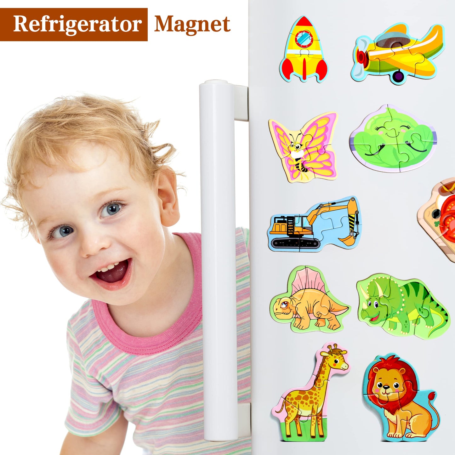 Magnetic Puzzles For Kids Ages 1-3, Travel Toddler Puzzles Ages 2-4 Year, Food Activities Toy For Boys & Girls 3-5 Yo - Learning