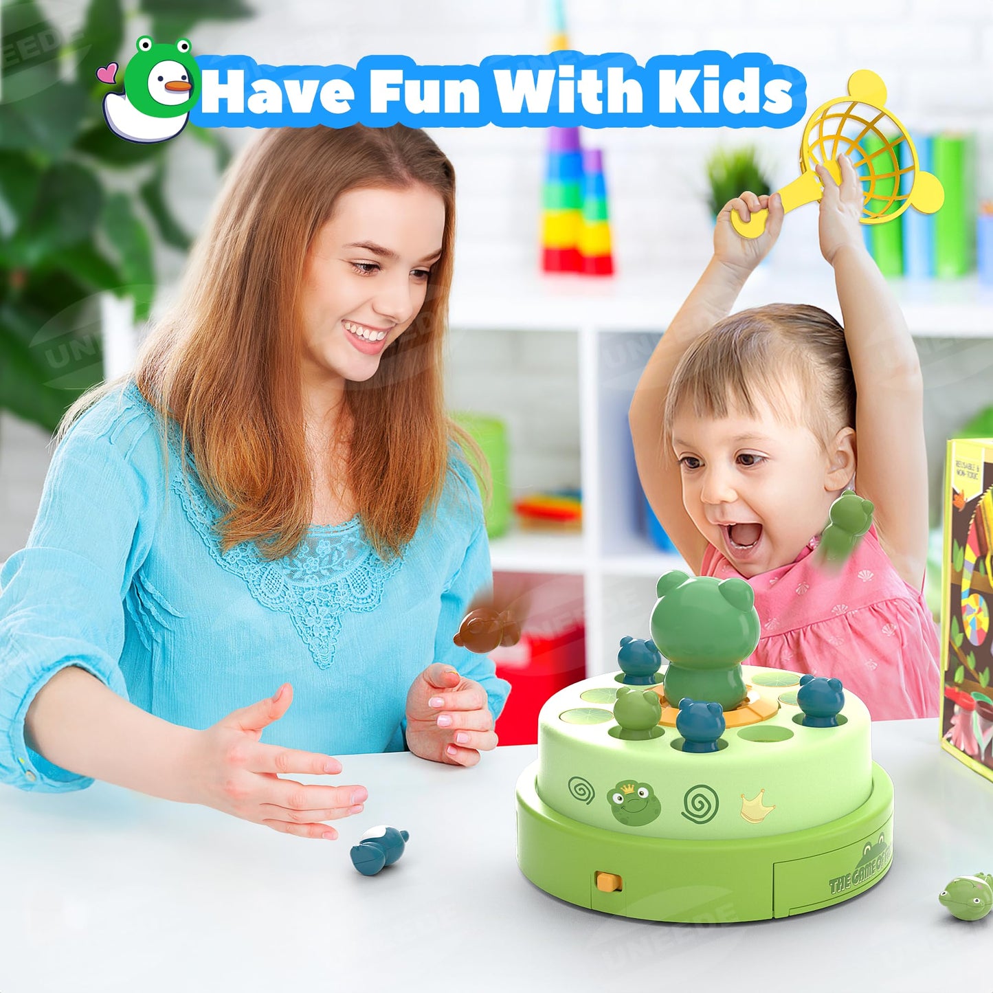 Uneede Frog Bounce And Catch Game Toys,Popping Board Games For Kids Age 4-6,Frog Pop Up Game,Catching Music Games For Kids 4-8 8