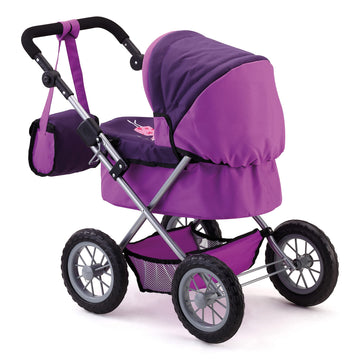 Bayer Designs: Doll Pram For Dolls Up To 18'', Stroller For Doll, Easily Foldable For Transporation, Adjustable Handle, Bag Incl