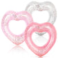 Whaline 3Pcs Inflatable Heart Pool Float with Glitter Inside Rose Gold Pink White Swim Heart Shaped Pool Rings Float Loungers Tube for Summer Swimming Pool Beach Bachelorette Party  35 x 35 Inch