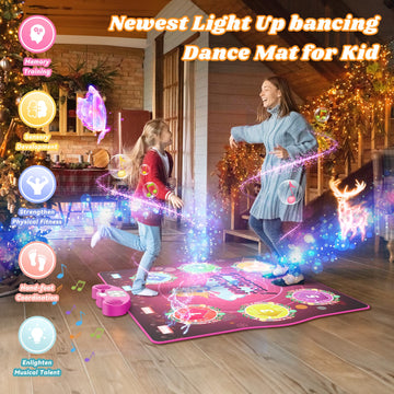 Dance Mat For Kids Ages 4-8, Led Light-Up Electronic Dance Pad Toys With Bluetooth, 6 Game Modes Kids Dance Mat, 13 Built-In Mus