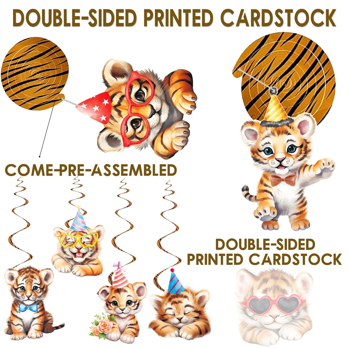 Tiger Hanging Swirls Tiger Birthday Party Decorations 20Pcs Tiger Party Ceiling Swirls Decorations Tiger Hanging Streamers for J