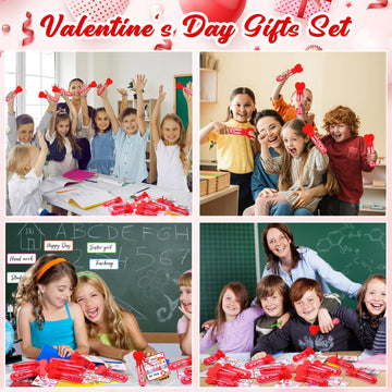 Rotatingpals 24 Set Valentines Day Gifts For Kids, Include 24 Pcs 7.9 X 0.4    Red Heart Bubble Wands With Bubbles Solution, 24