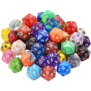AUSTOR 56 Pieces 20 Sided Dice Set Mix Color D20 Dice Polyhedral Dice Assortment with a Black Velvet Storage Bag for DND RPG MTG