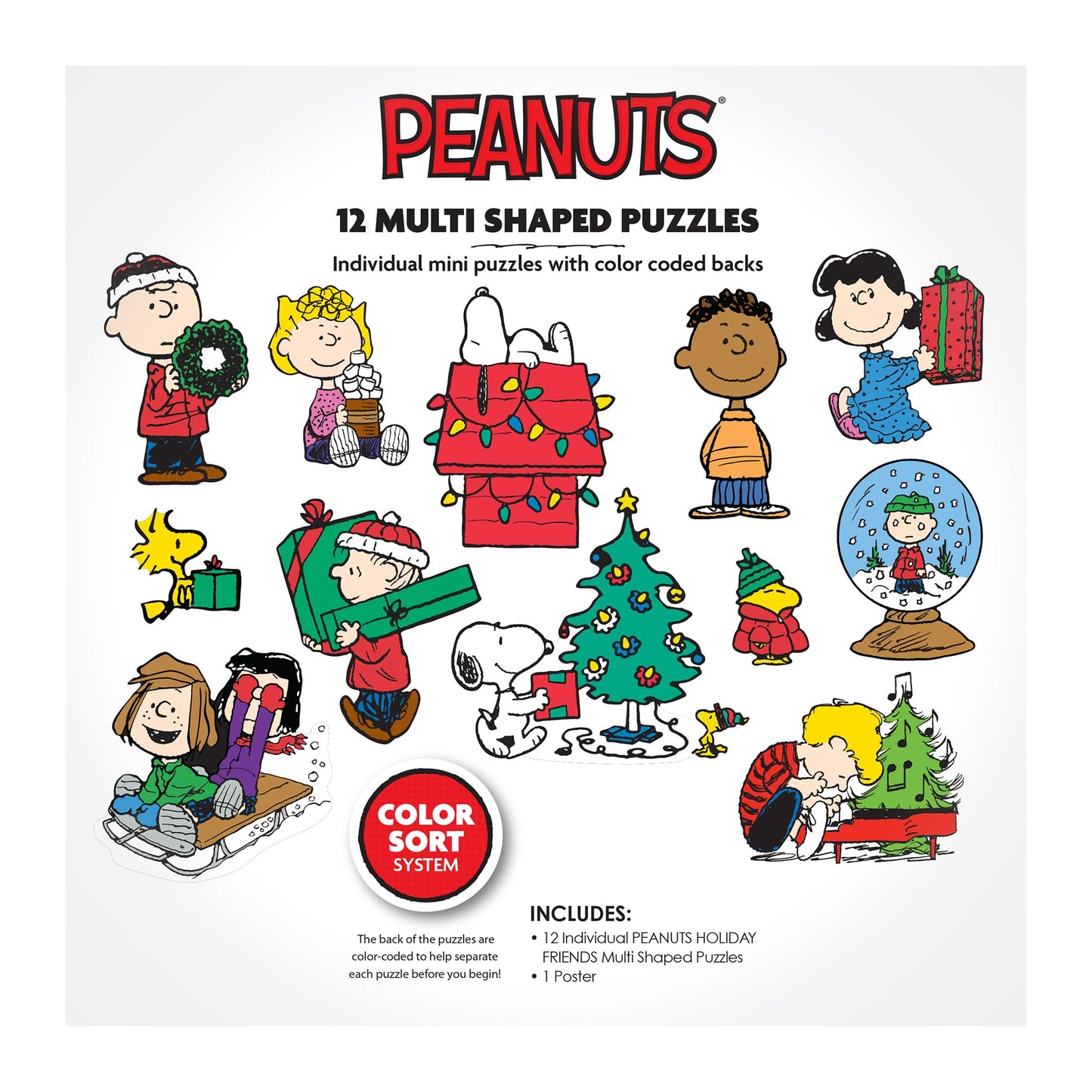 RoseArt Mini Shaped Multipack Jigsaw Puzzle - 500 Pieces - Peanuts Holiday Friends - Large - Multi - Model 0079ZZAM