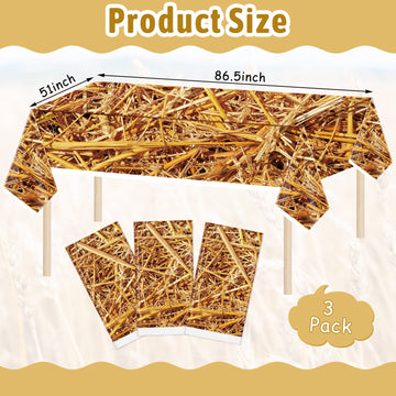 3 PCS Straw Tablecover Hay Bales for Decoration Farm Hay Table Cover Waterproof Straw Tablecloth Rectangle Plastic Tablecloth fo