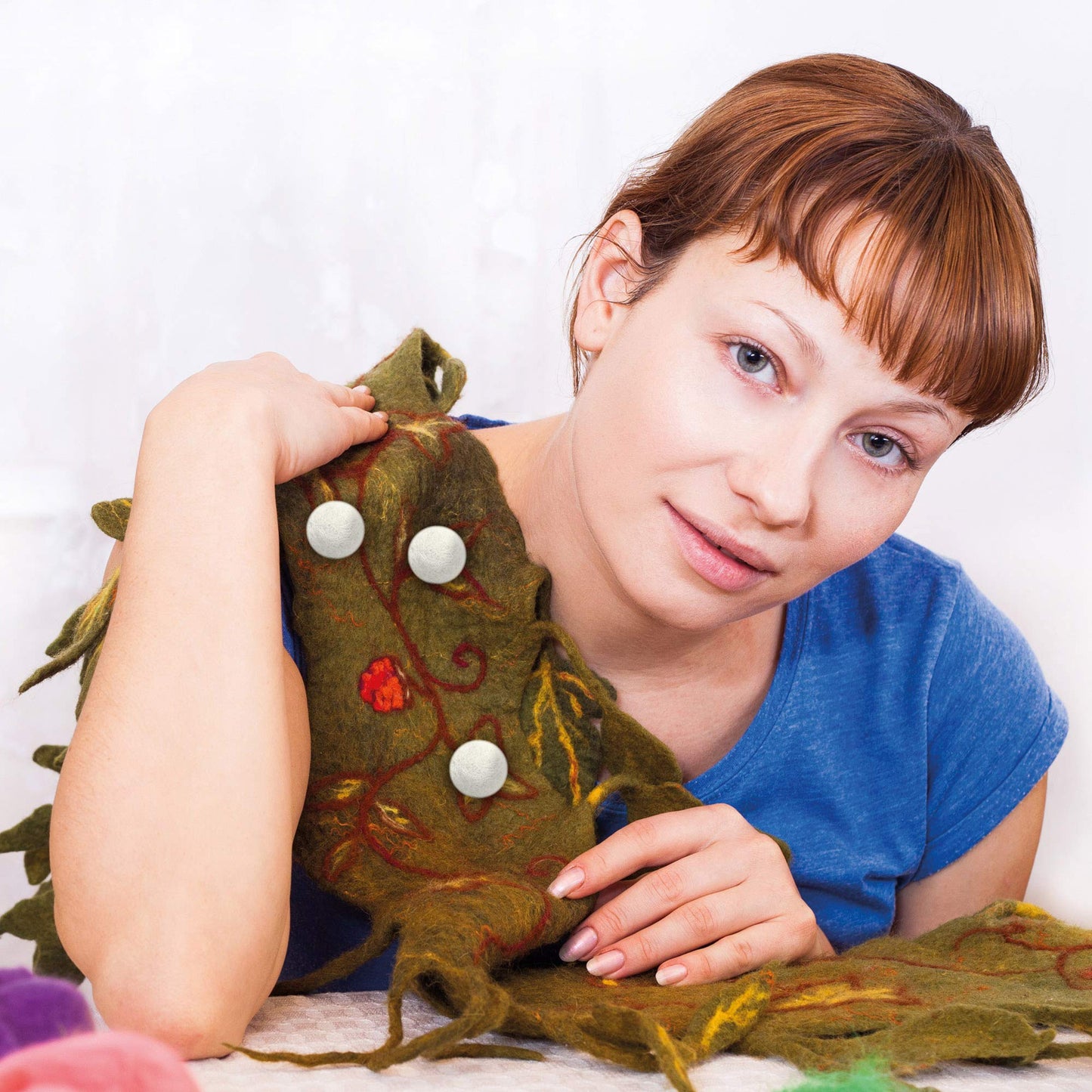 Glaciart One Wool Felt Balls, Felt Ball (60 Pieces) 2.5 Centimeters - 1 Inch, Handmade Felted Pure White Color - Bulk Small Puff