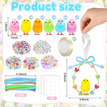Soulchen 36 Set Easter Crafts Kits DIY Easter Chick Ornament with Colorful Pipe Cleaners Cute Beads for Spring Party Favors Art