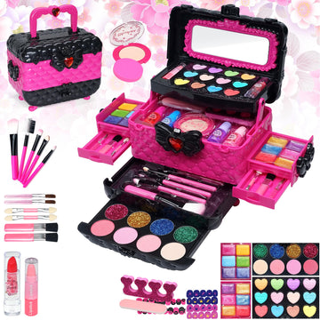 Kids Makeup Kit for Girl - 57 PCS Kid Make Up Toys,Little Girls Real Play Toddler Toy,Washable Safe & Non-Toxic Princess Childre