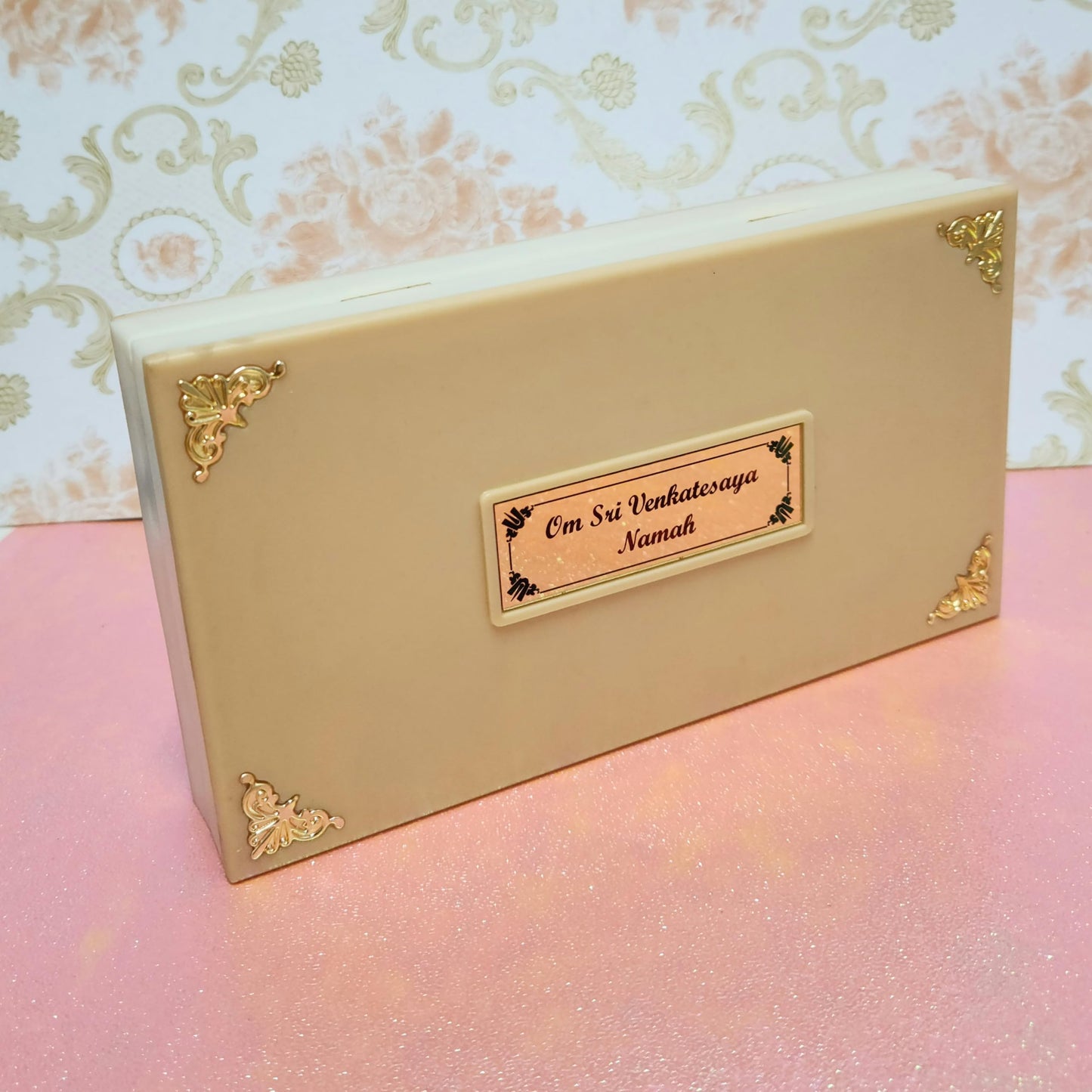 ARNAVIRA Tirupati Balaji Gold Plated Photo Frame with Charan Paduka Pocket Temple for House Warming Gifts Return Gift Diwali Gif