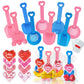 Fvcisshhu 28 Set Plastic Shovels Toy for Kids,Summer Beach Sand Shovel with I Dig You Cards Candy Bags Ties for Valentine's Part
