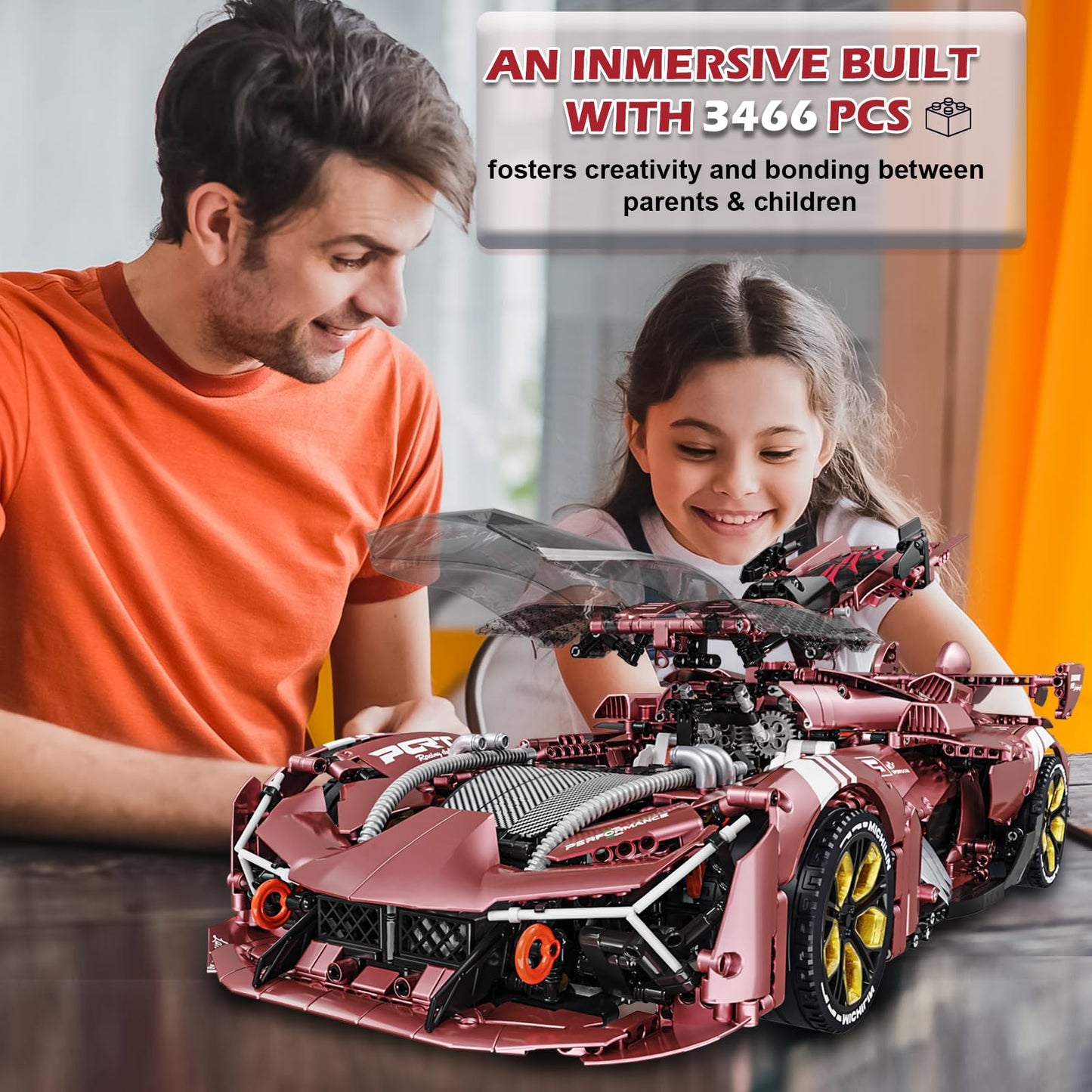 Louyebh Super Car Building Toys - 1:8 Model Car Building Blocks Challenging Race Cars Building Sets Toy Car Gifts Compatible Wit