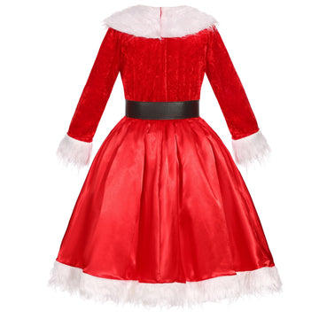 Soyoekbt Christmas Costume For Girls Led Light Up Santa Dress With Red Xmas Hat (9-11 Years)