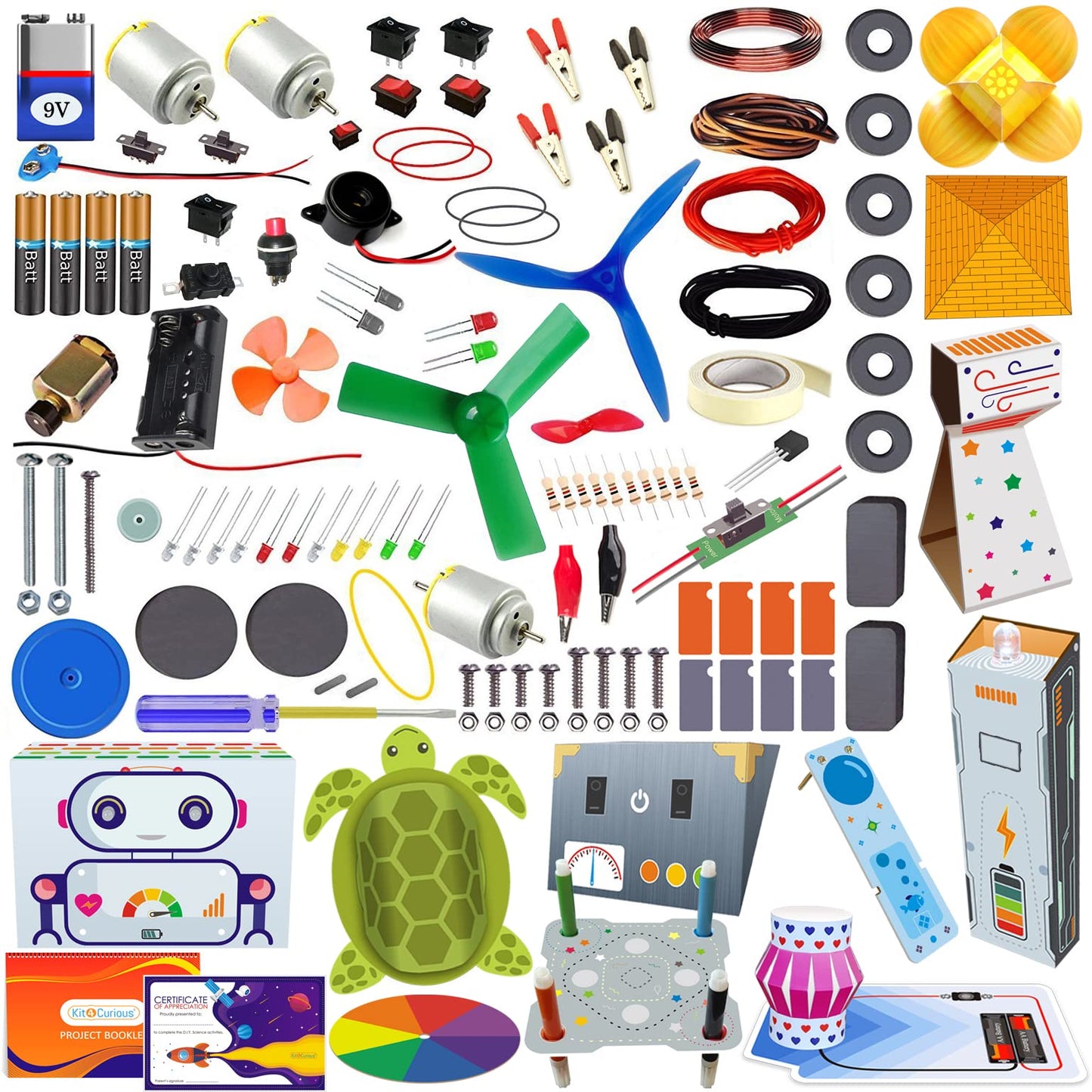 Kit4Curious 100 Diy Projects + 13 Activities - Science & Fun Innovation Kit - Steam Learning Hobby Science Exploration Toy - Sma