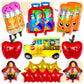 20 Pcs Back To School Balloons, Colorful School Bus Balloons Pencil Apple Crayon Foil Balloon, Red Yellow Mylar Helium Balloons