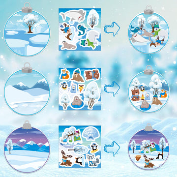 Cy2Side 12 Set Winter Polar Animal Sticker Scene For Kids Make A Winter Scene With Polar Animals Make Your Own Snowy Bear Sticker Craft Diy Art Crafts For Kids Holiday Class