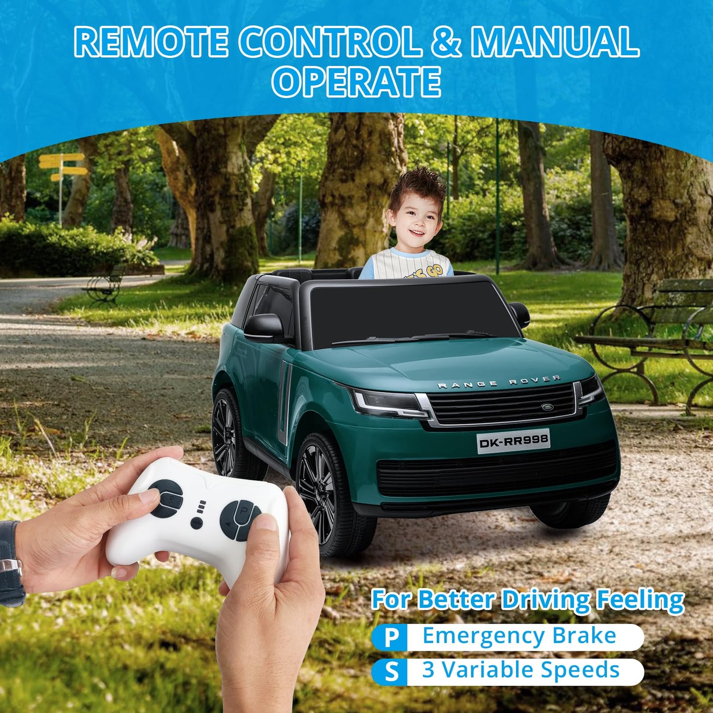 24V Licensed Land Rover Ride On Electric Car For Kids Ages 4-8, 2-Seater With Parent Remote Control, 3 Speeds, Wireless Music, M