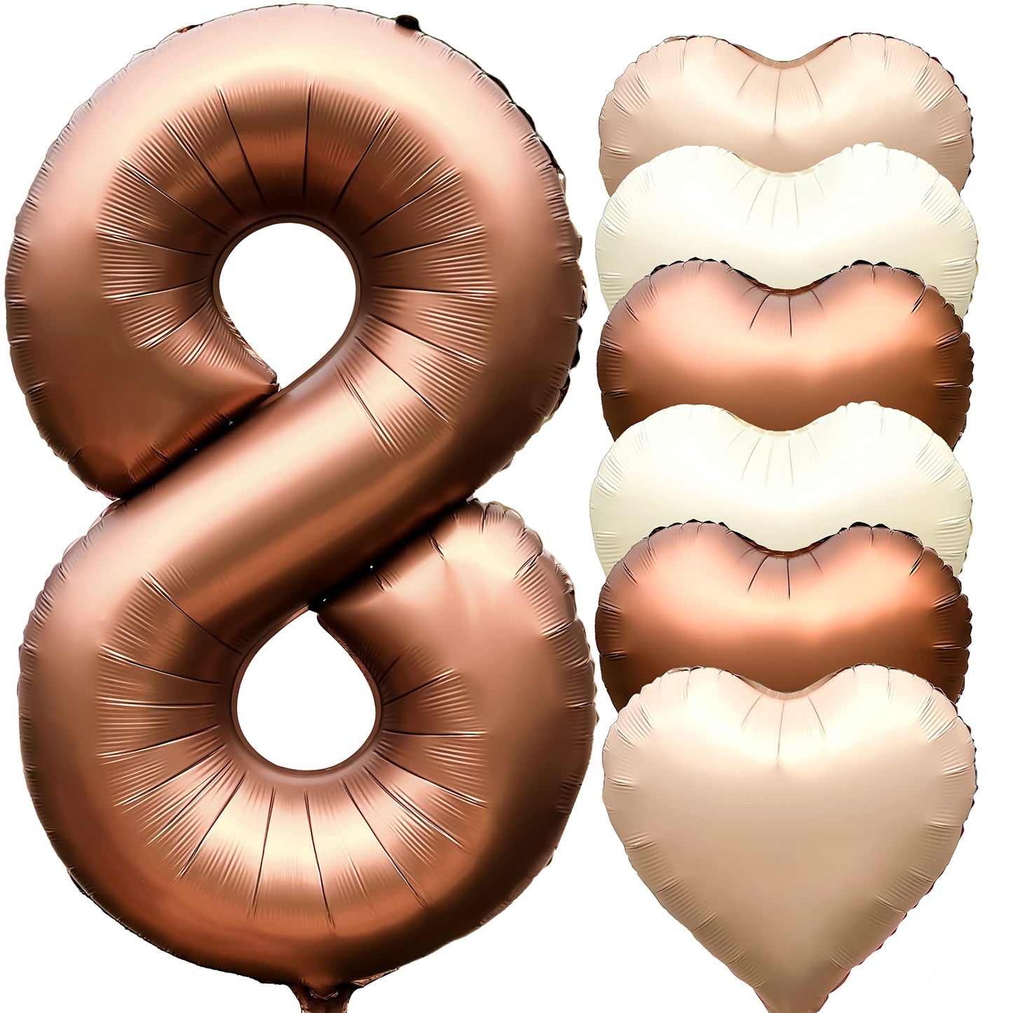 Jonhamwelbor 40 Inch Number 8 Balloon Large Big Mylar Foil Number Helium Balloon With Heart Balloons For Girl Boy 8Th Year Old B